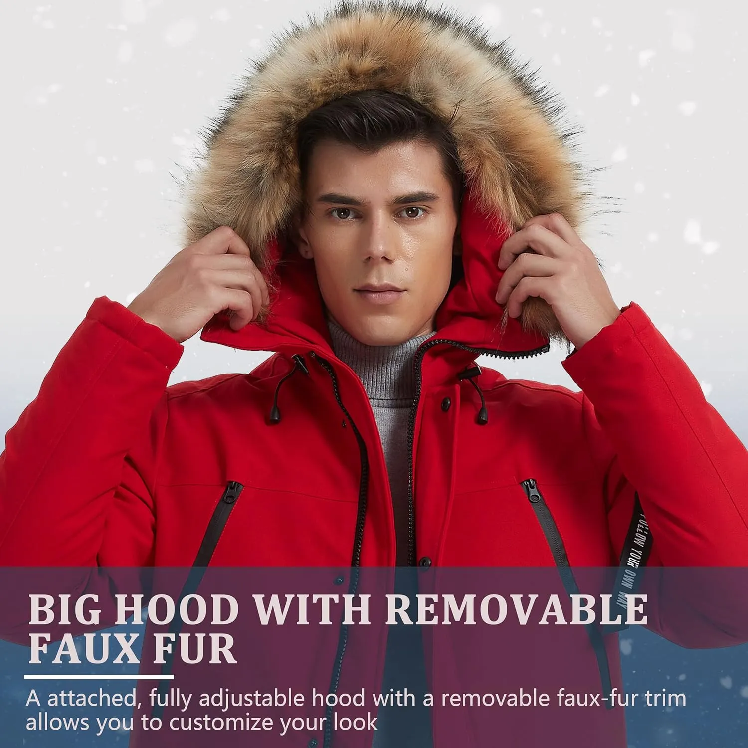 Men's Warm Winter Duck Down Parka Jacket Thickened Warm Hooded Padded Coats with Hood XS-3XL