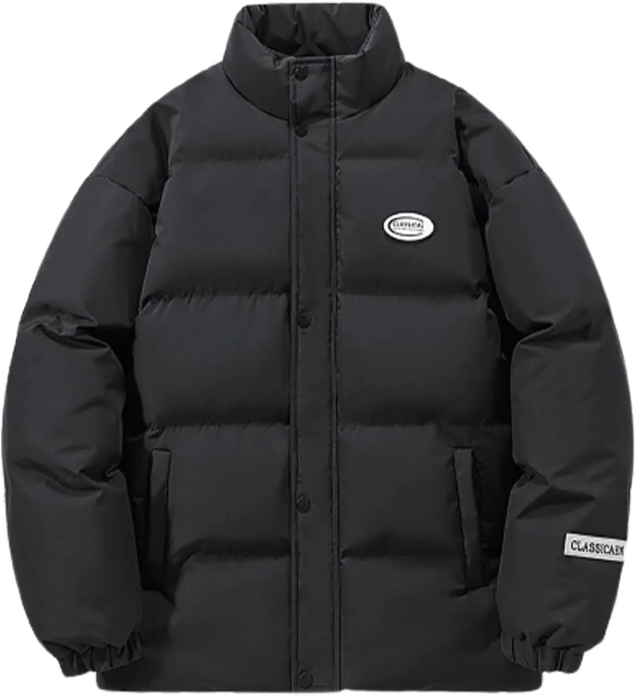 Men's Winter Fashion New Cotton Padded Jacket Coat Youth Stand Collar Loose Casual Coat Mens Winter Jacket Large