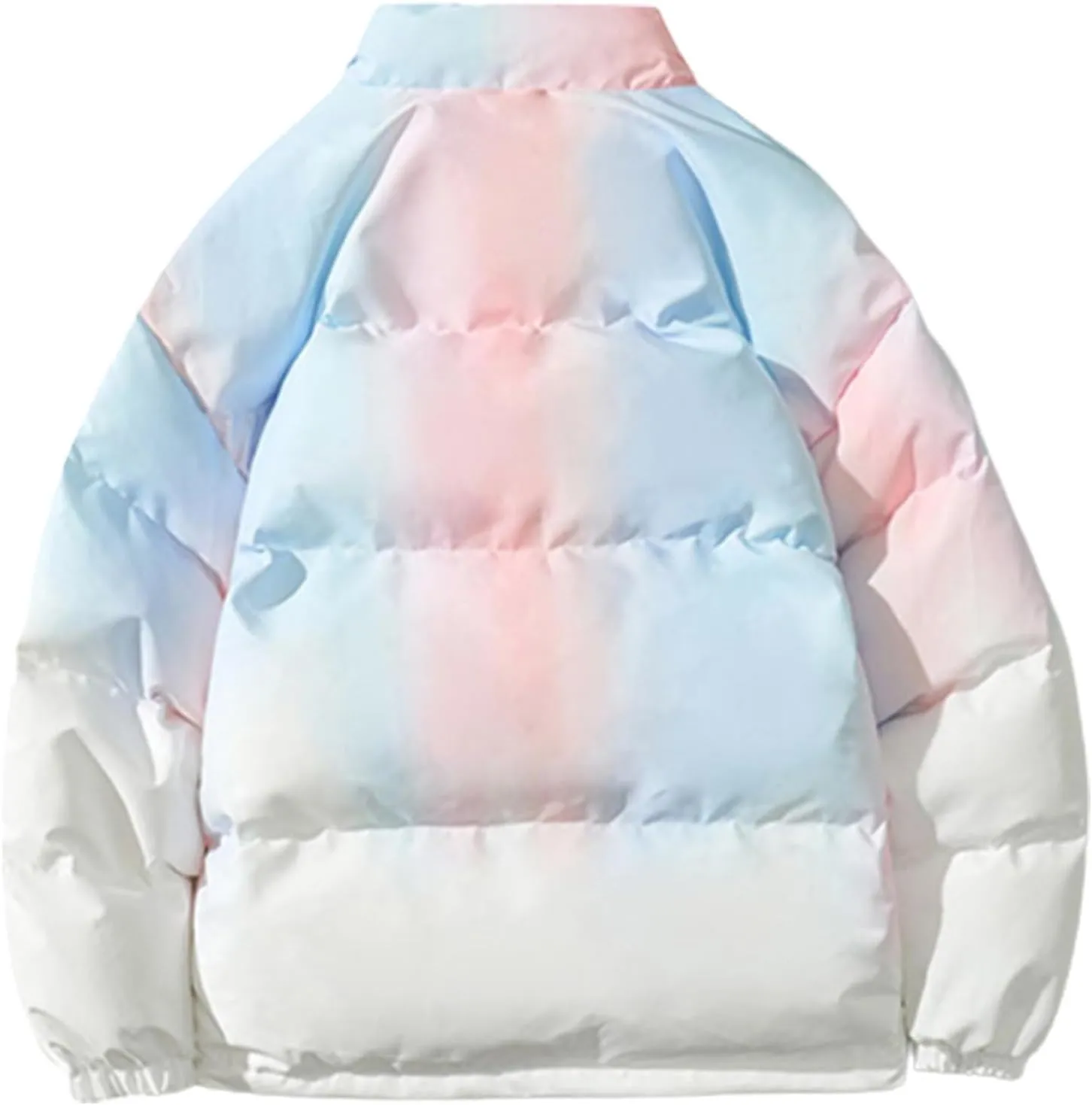 Men's Winter Fashion Tie Dyed Gradual Cotton Padded Coat Street Loose Casual Stand Collar Coat Jackets Outerwear