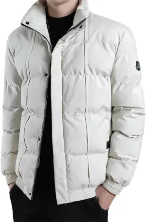Mens Winter Thick Slim Cotton Padded Parkas Jacket Stand Collar Windbreaker Coat