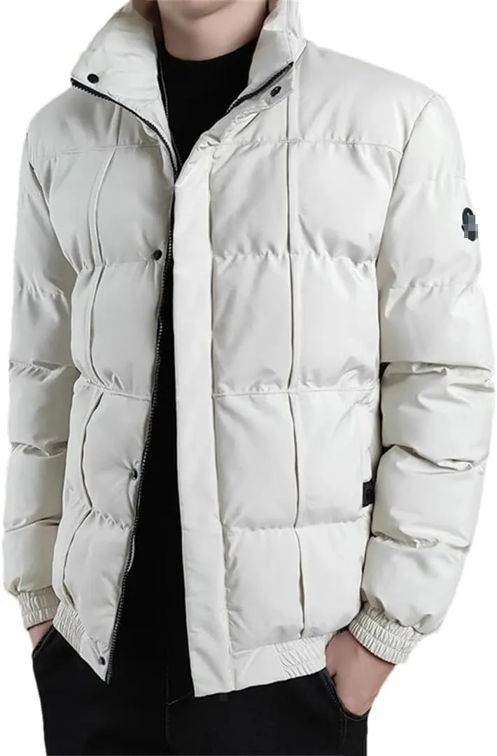 Mens Winter Thick Slim Cotton Padded Parkas Jacket Stand Collar Windbreaker Coat