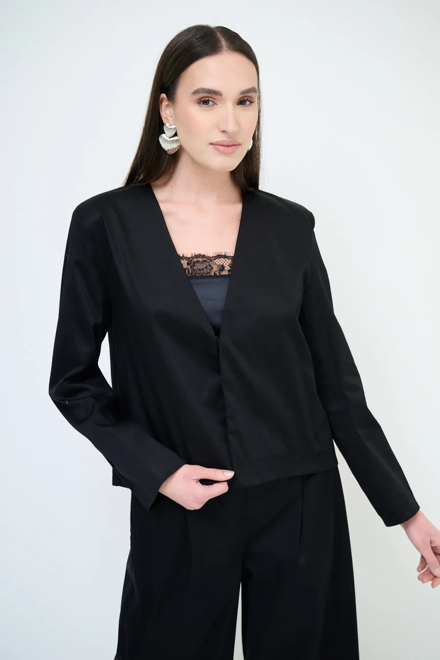 Minimalist open-front blazer wholesale