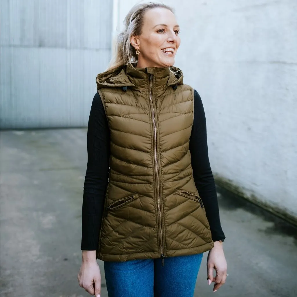 Moke: Mary-Claire 90/10 Packable Down Vest - Loden