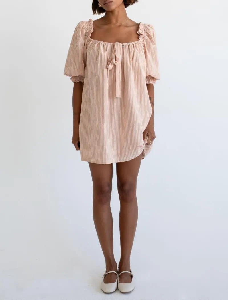 NUFIWI Y2k Cute Babydoll Mini Dress for Women Short Puff Sleeve Ruffle Bow Tie Short Dress Fairy Loose Floral Sundress