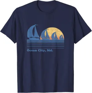 Ocean City MD Sailboat T-Shirt Vintage 80s Sunset Tee