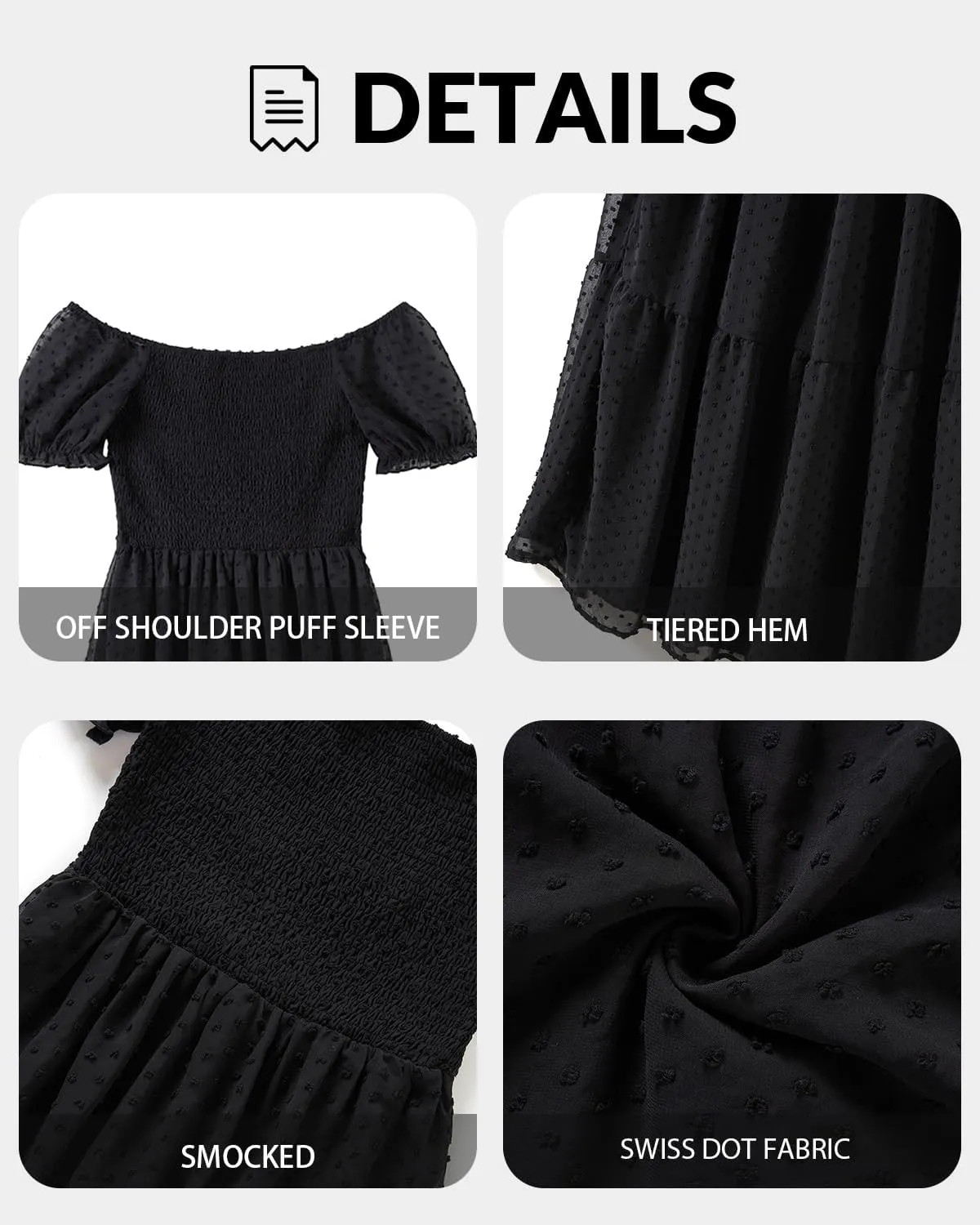 Off The Shoulder Dresses Women - Summer Boho Chiffon Swiss Dot Smocked Puff Sleeve A Line Long Flowy Maxi Sundress 2025
