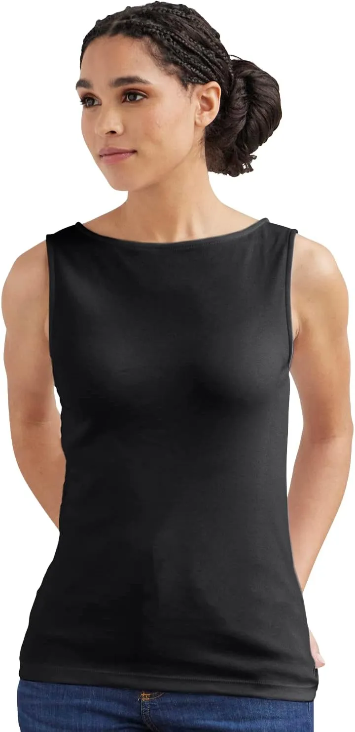 Organic All-Cotton Luxe Sleeveless Boat Neck Tee