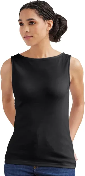 Organic All-Cotton Luxe Sleeveless Boat Neck Tee