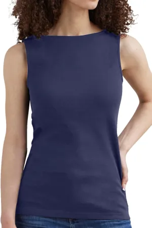 Organic All-Cotton Luxe Sleeveless Boat Neck Tee