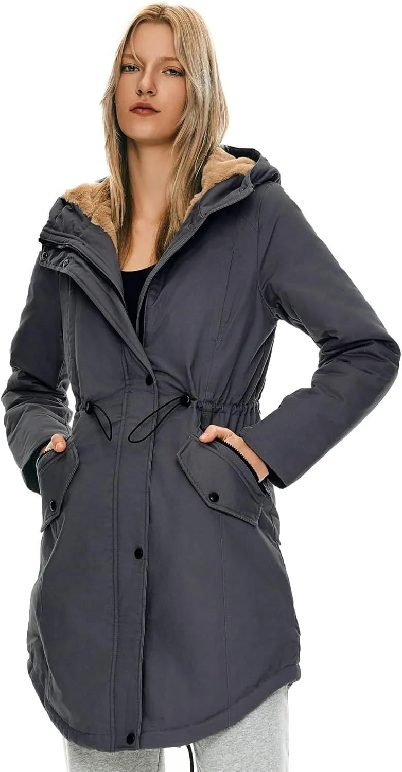 Orolay Women's Thicken Fleece Lined Parka Winter Coat Hooded Jacket with Pockets