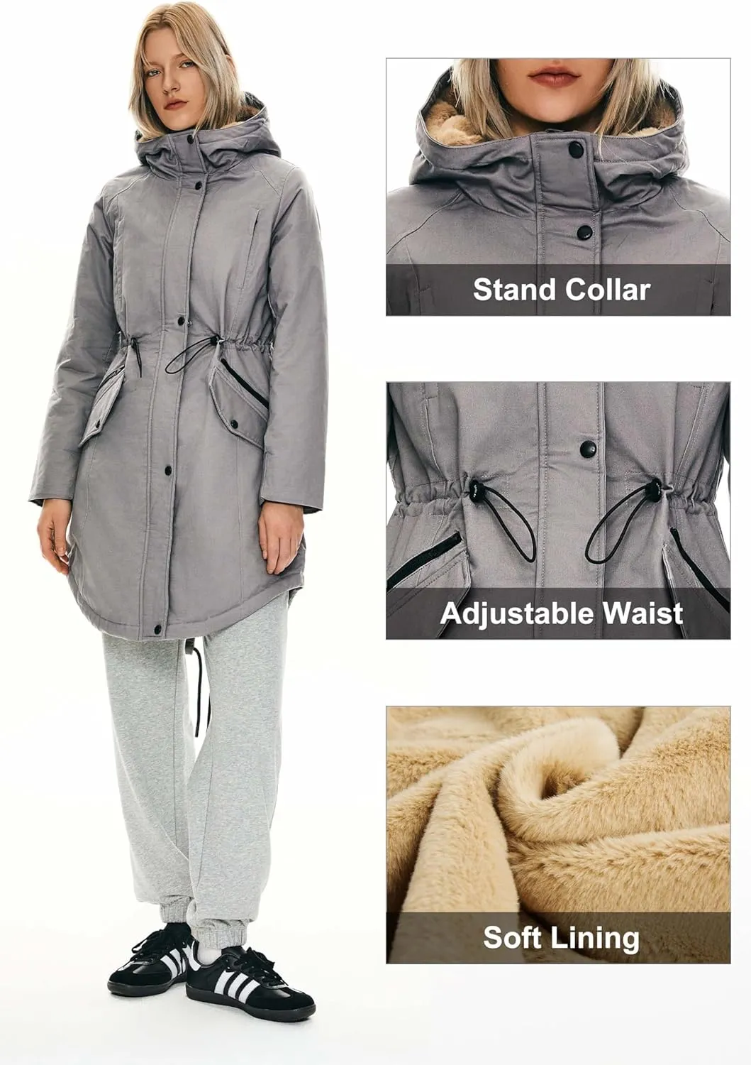 Orolay Women's Thicken Fleece Lined Parka Winter Coat Hooded Jacket with Pockets