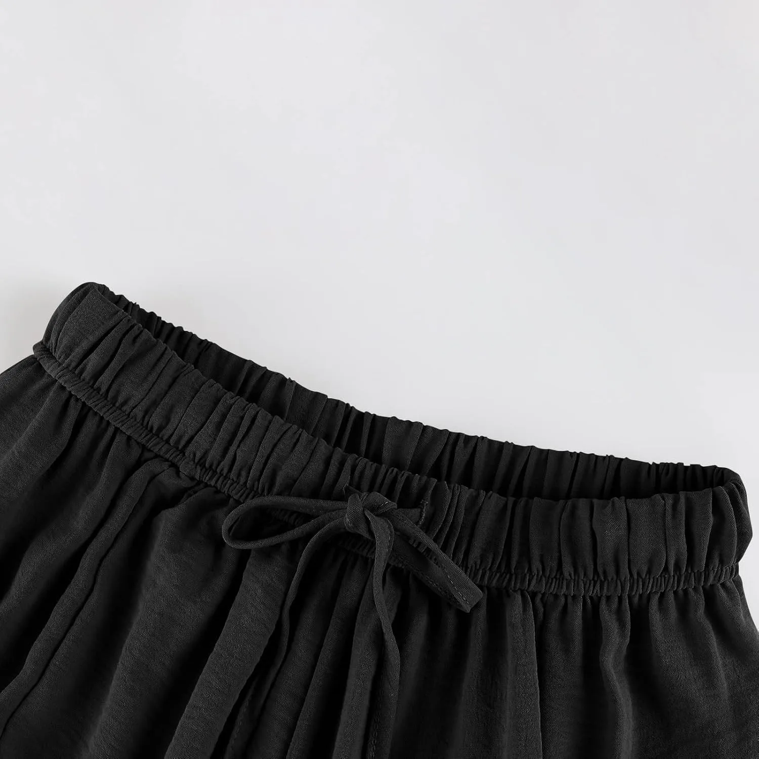 Palazzo Pants for Women Linen Casual Summer Drawstring Elastic Waist Pants Wide Leg High Waisted Solid Trousers 2025