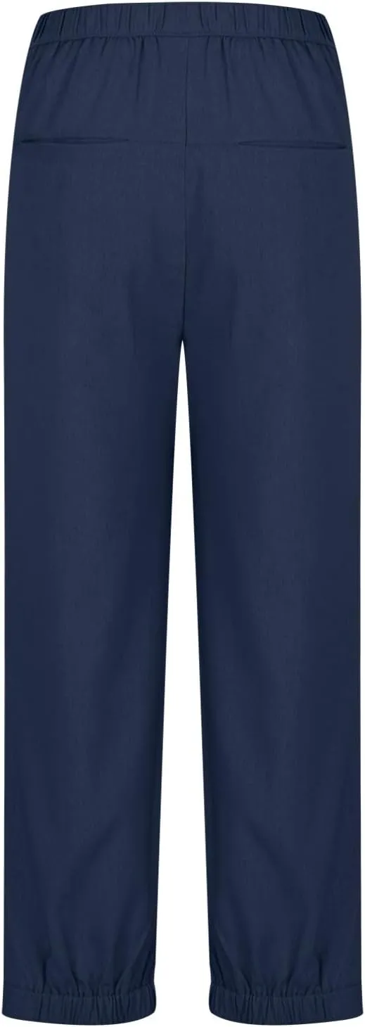 Pants for Women Women's Autumn Fashion Solid Color Elastic Waisted Casual Cropped Pants with Pockets 2024