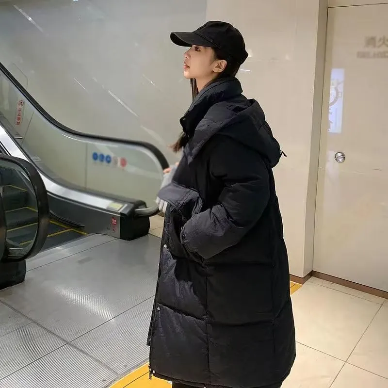 Parkas Jacket Women Autumn Winter Loose Hooded Thicken Warm Down Cotton Padded Short Coat Female Lady Tops