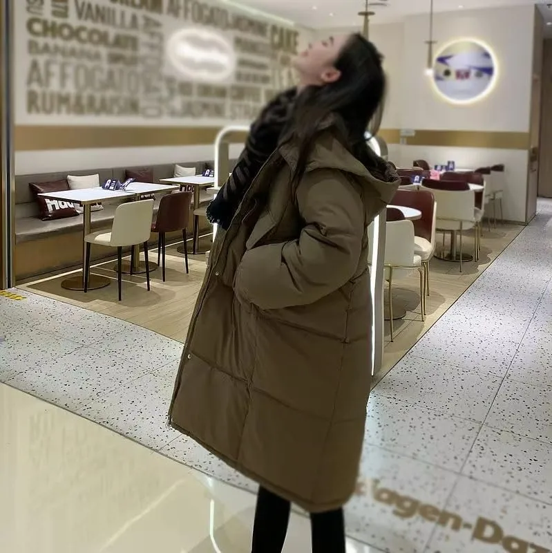 Parkas Jacket Women Autumn Winter Loose Hooded Thicken Warm Down Cotton Padded Short Coat Female Lady Tops