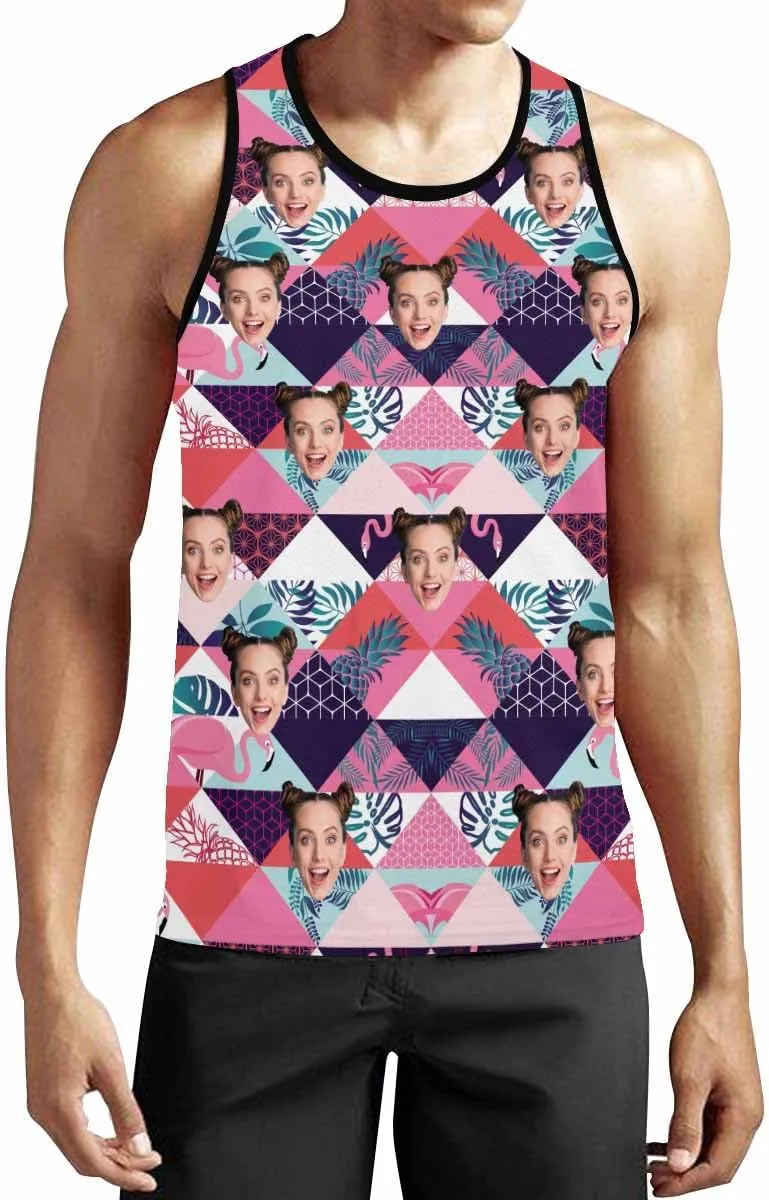 Personalized Face Tank Tops for Men Custom Funny Men's Graphic Tanks Top with Photo