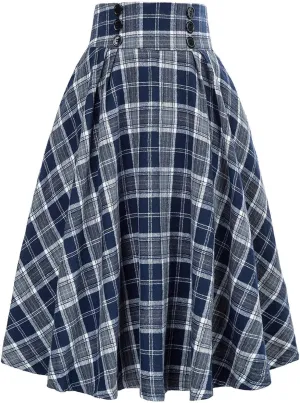Plaid Skirt for Women, Womens Fashion Loose Fringe Irregular Skirt High Waist Long Skirt