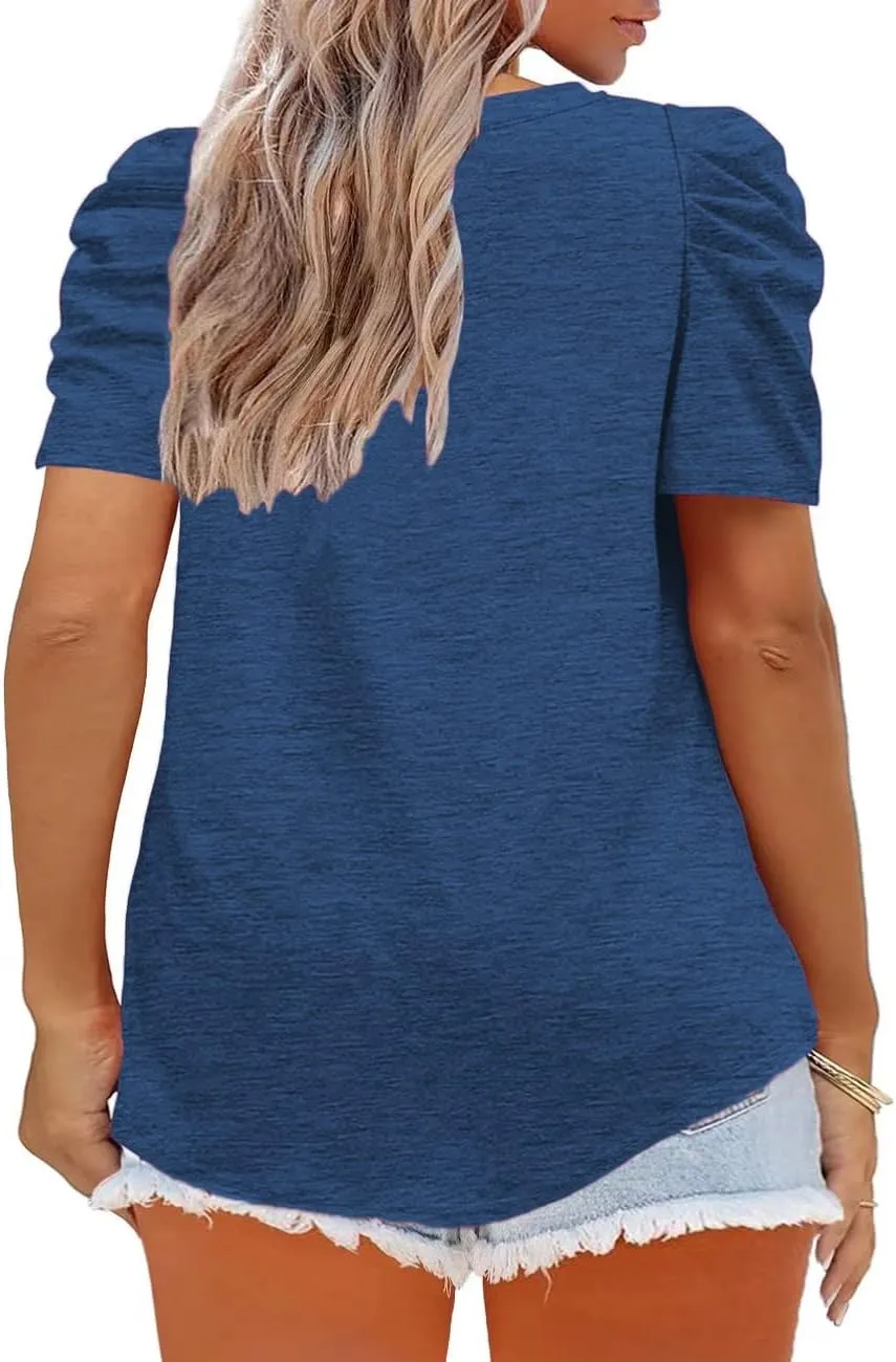 Plus-Size Tops for Women Short Sleeve T Shirts V Neck Tunic Tees XL-5XL