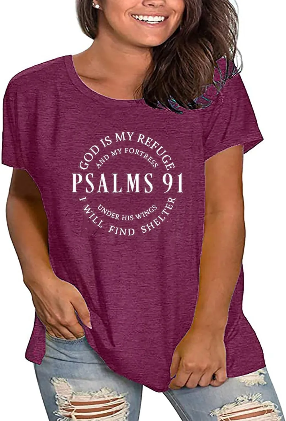 Plus Size Women Christian Shirts Waymaker Tshirt Vintage Faith Religious Gift Tee Psalm 91 Letter Print Blessed Tops(2-5X)