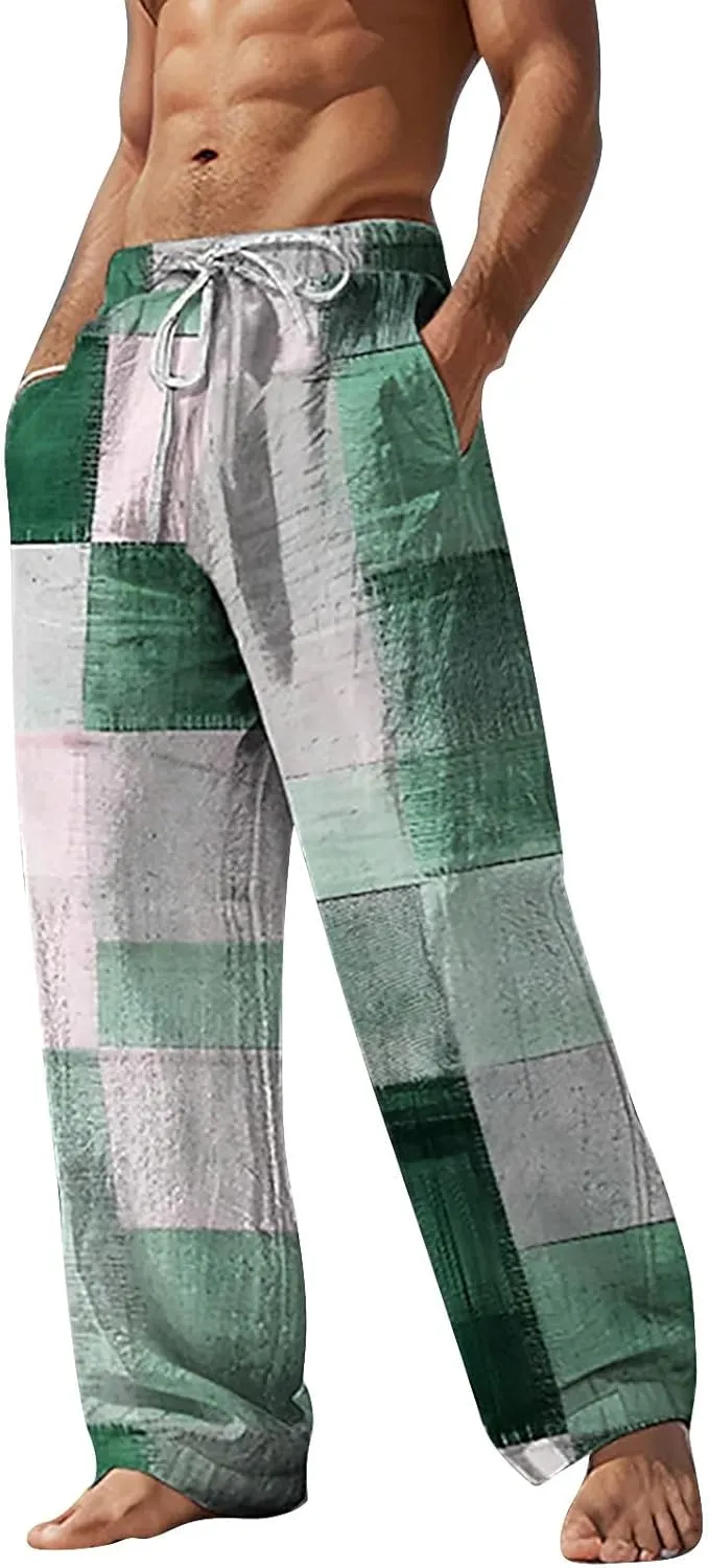 QWENTMTNTY Cruise Attire for Men Sweatpants for Men Men's Slim Fit Chinos Beach Attire for Men Extra Long Linen Pants