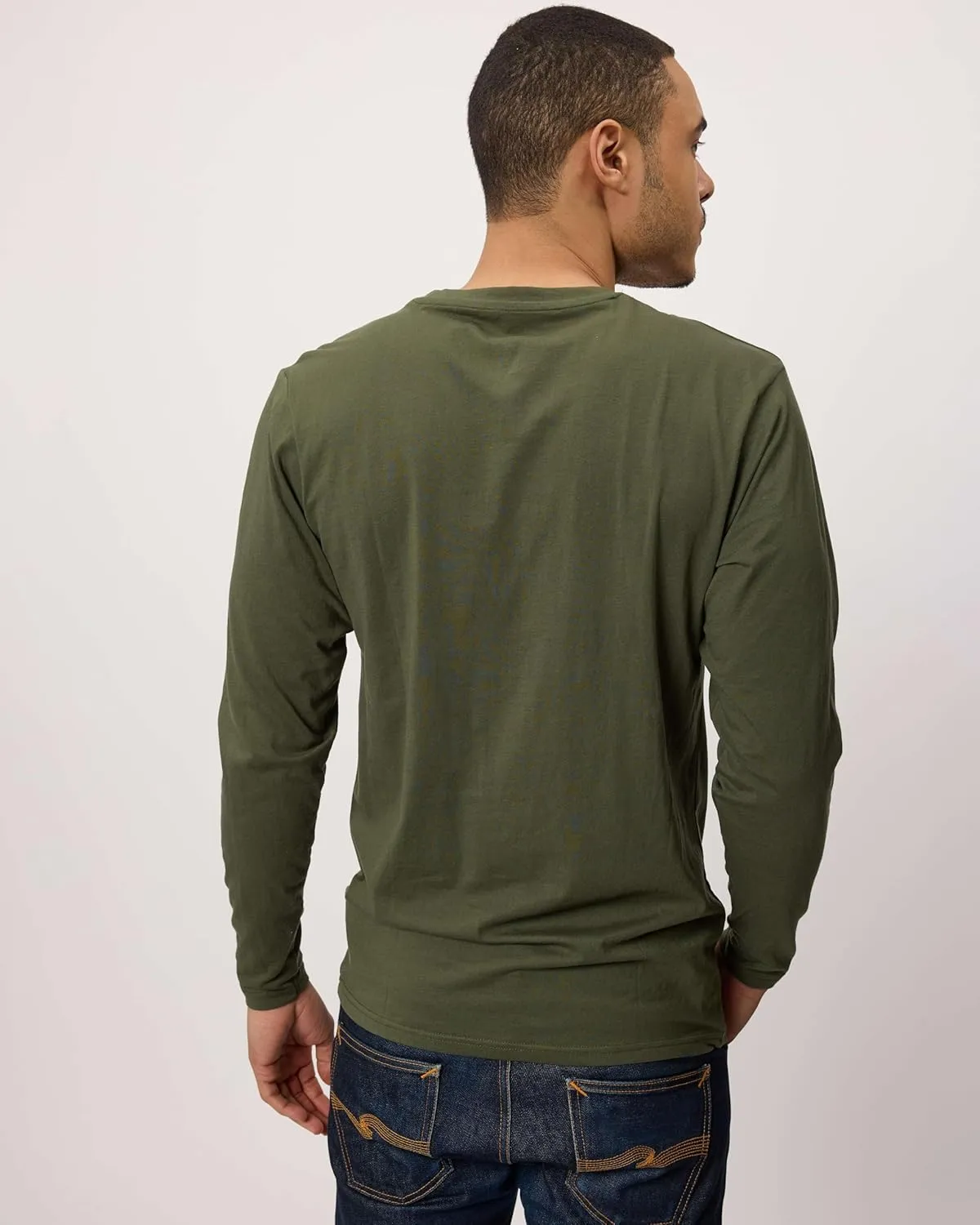 Real Essentials 3 Pack: Men's Cotton Performance Long Sleeve Crew Neck Pocket T-Shirt Athletic Top (Available in Big & Tall)
