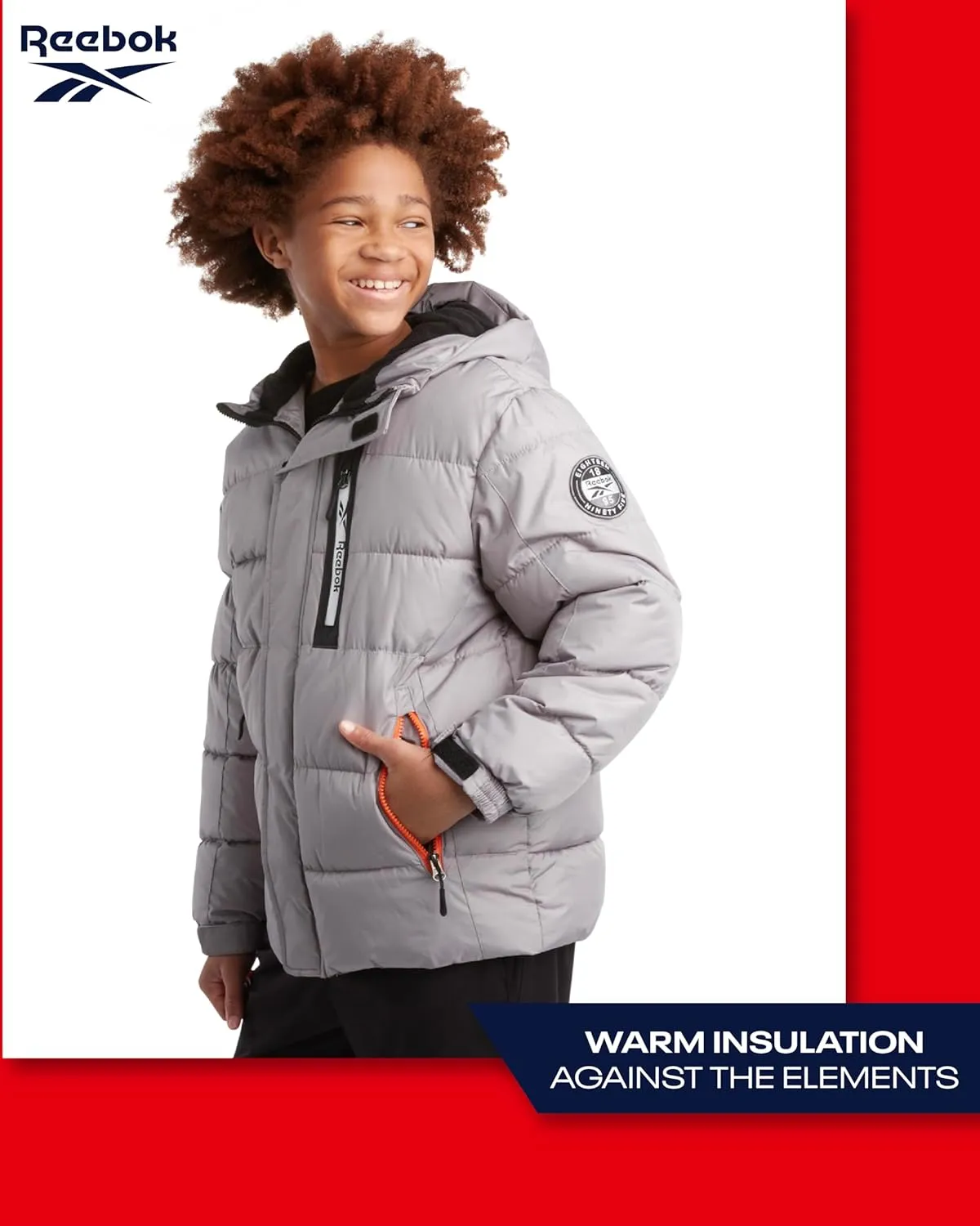 Reebok Boys' Winter Jacket - Heavyweight Quilted Puffer Parka Coat - Insulated Ski Jacket for Boys (8-20)
