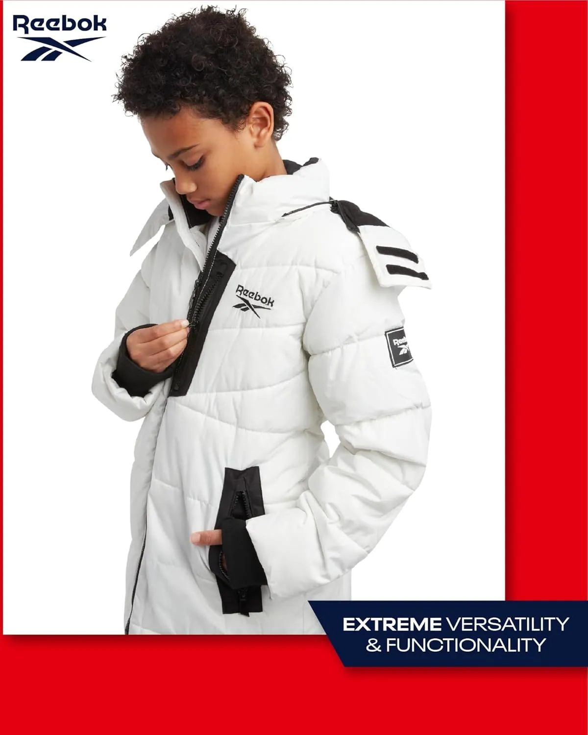 Reebok Boys' Winter Jacket - Heavyweight Quilted Puffer Parka Coat - Insulated Ski Jacket for Boys (8-20)