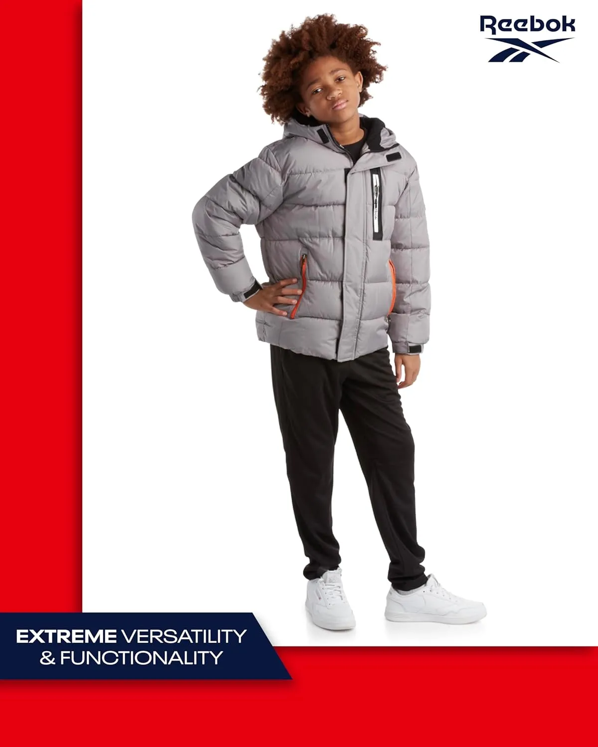 Reebok Boys' Winter Jacket - Heavyweight Quilted Puffer Parka Coat - Insulated Ski Jacket for Boys (8-20)
