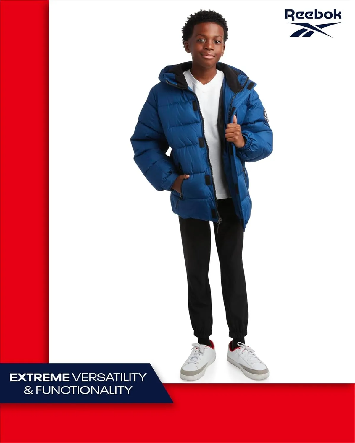 Reebok Boys' Winter Jacket - Heavyweight Quilted Puffer Parka Coat - Insulated Ski Jacket for Boys (8-20)