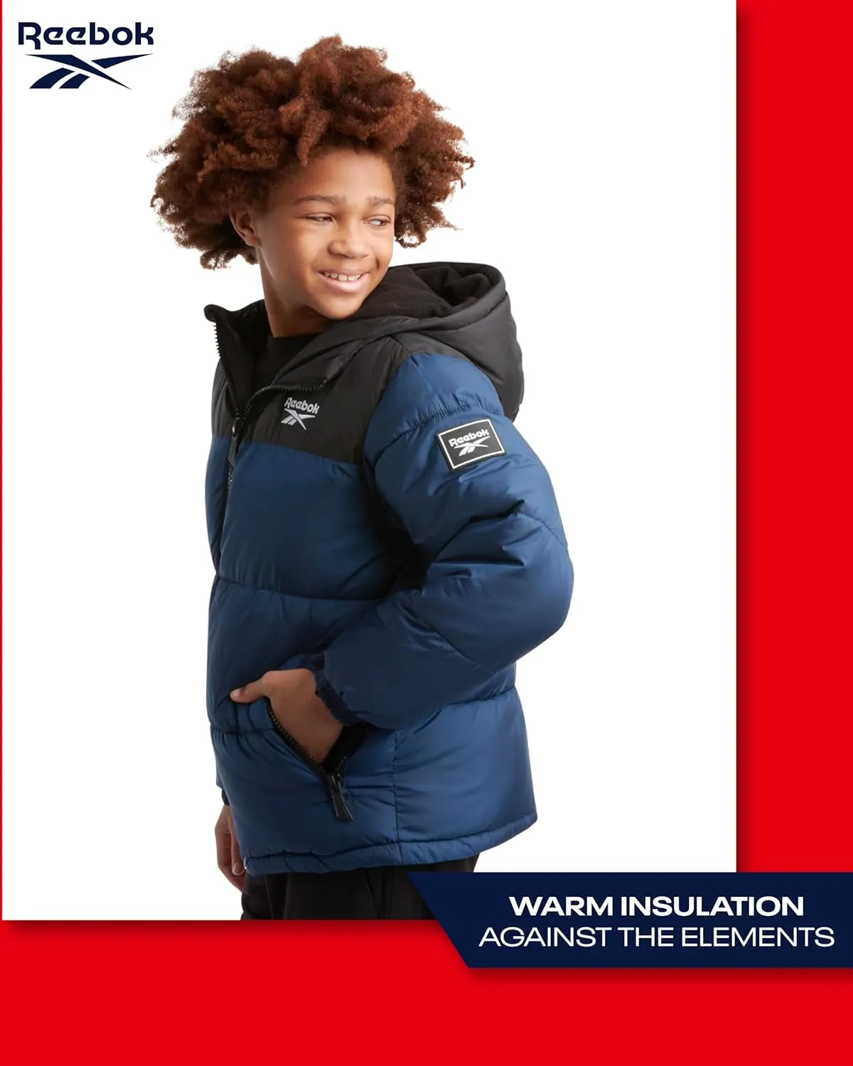 Reebok Boys' Winter Jacket  Heavyweight Quilted Puffer Parka Coat - Weather Resistant Ski Jacket for Boys (8-20)