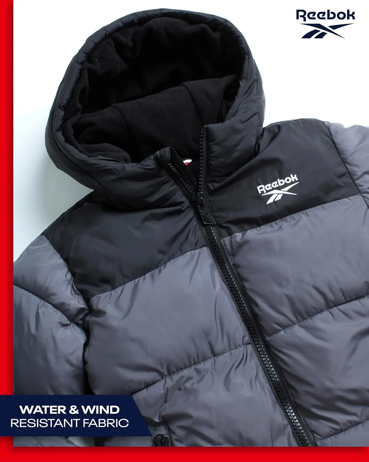 Reebok Boys' Winter Jacket  Heavyweight Quilted Puffer Parka Coat - Weather Resistant Ski Jacket for Boys (8-20)