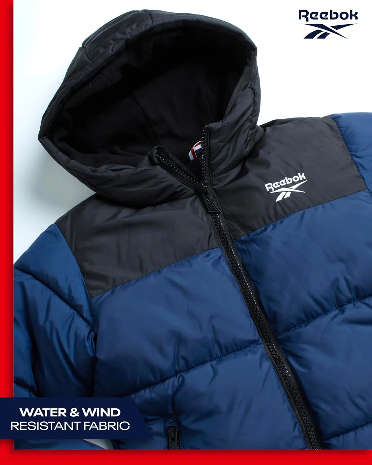 Reebok Boys' Winter Jacket  Heavyweight Quilted Puffer Parka Coat - Weather Resistant Ski Jacket for Boys (8-20)