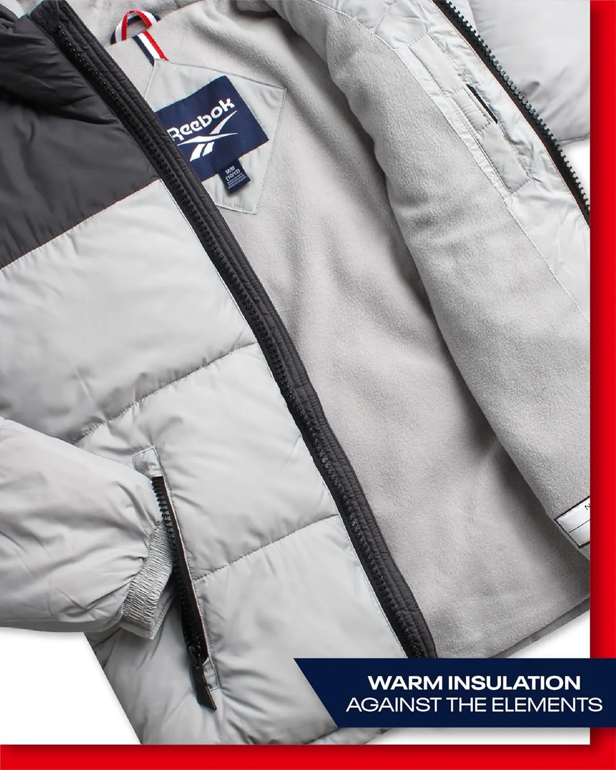 Reebok Boys' Winter Jacket  Heavyweight Quilted Puffer Parka Coat - Weather Resistant Ski Jacket for Boys (8-20)