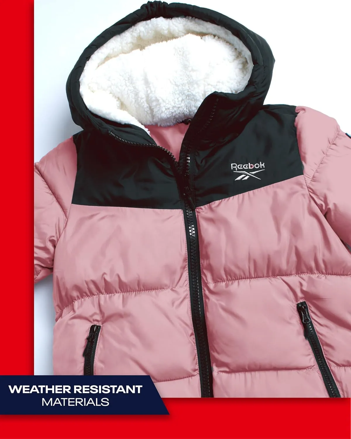 Reebok Girls Winter Jacket - Fleece Lined Heavyweight Quilted Puffer Parka Coat - Ski Jacket for Girls (4-16)