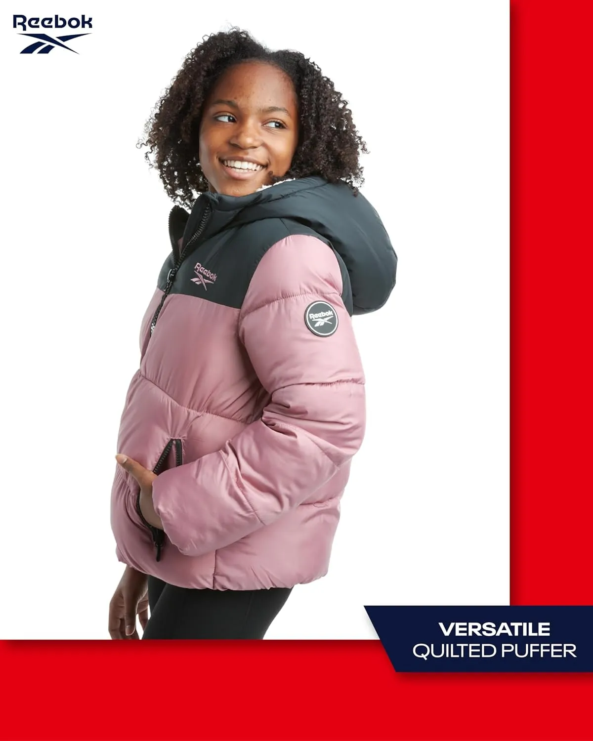 Reebok Girls Winter Jacket - Fleece Lined Heavyweight Quilted Puffer Parka Coat - Ski Jacket for Girls (4-16)