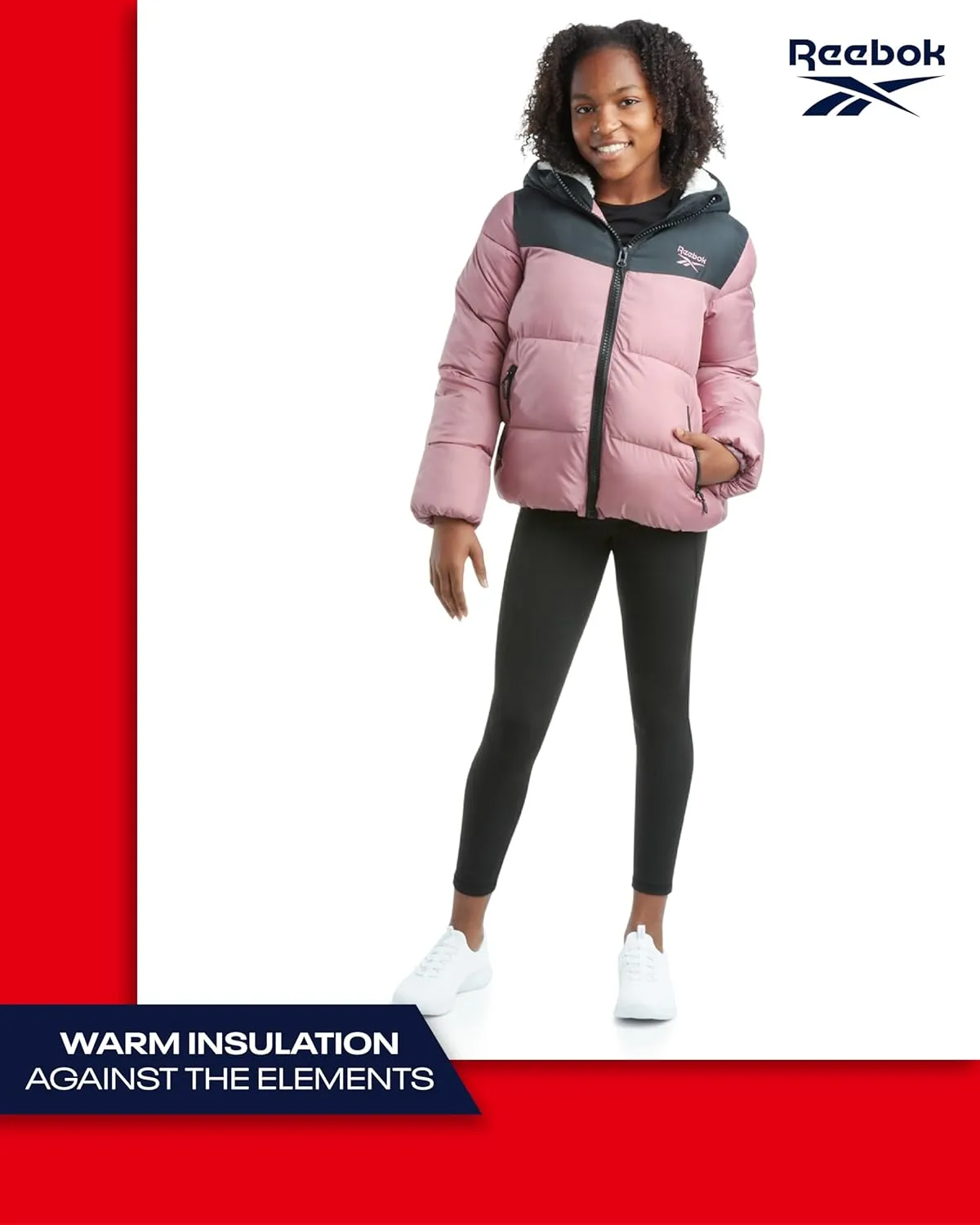 Reebok Girls Winter Jacket - Fleece Lined Heavyweight Quilted Puffer Parka Coat - Ski Jacket for Girls (4-16)