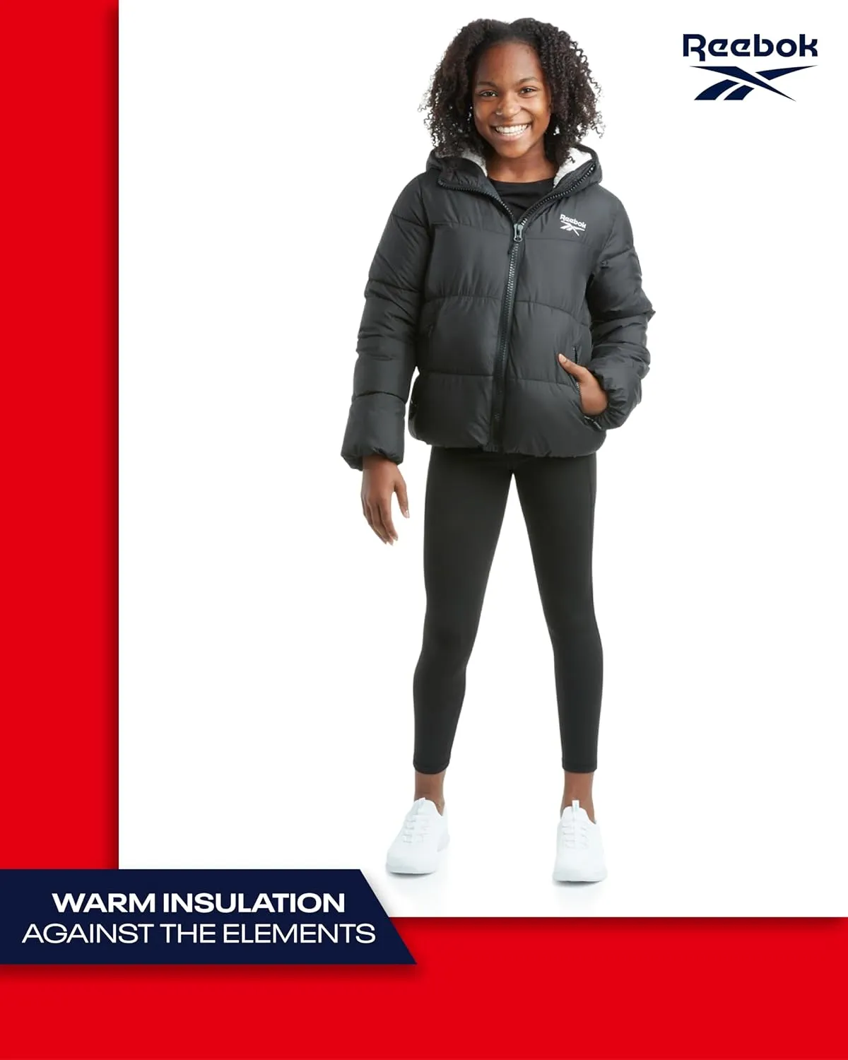 Reebok Girls Winter Jacket - Fleece Lined Heavyweight Quilted Puffer Parka Coat - Ski Jacket for Girls (4-16)