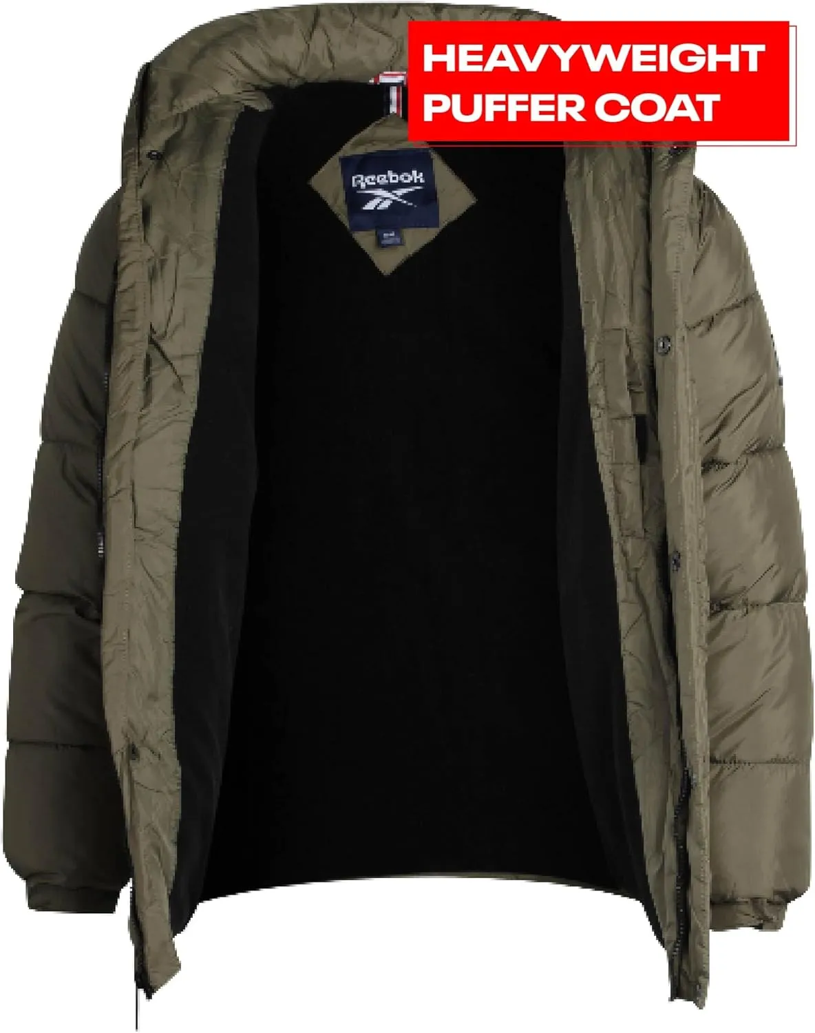 Reebok Men Winter Jacket - Puffer Parka Coat - Heavyweight Ski Jacket for Men, M-XXL