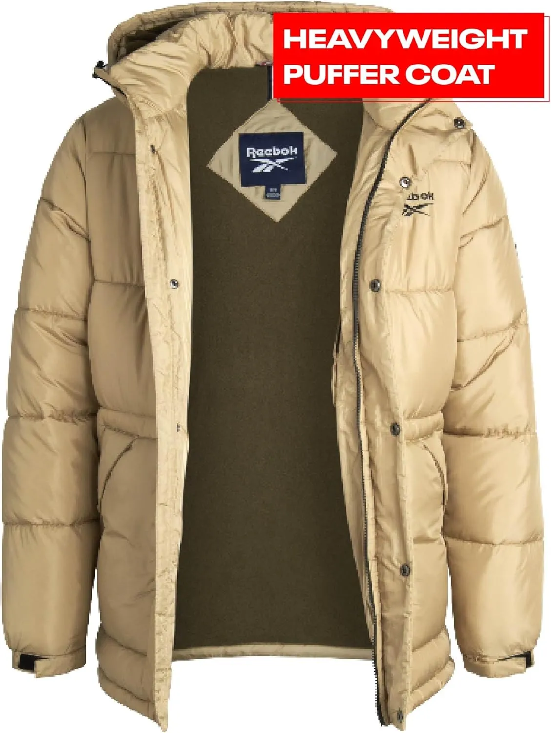 Reebok Men Winter Jacket - Puffer Parka Coat - Heavyweight Ski Jacket for Men, M-XXL