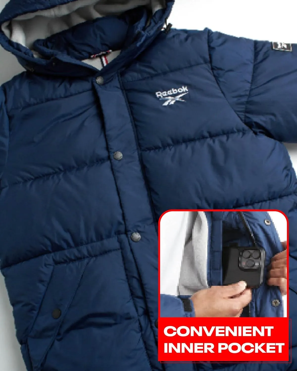 Reebok Men Winter Jacket - Puffer Parka Coat - Heavyweight Ski Jacket for Men, M-XXL