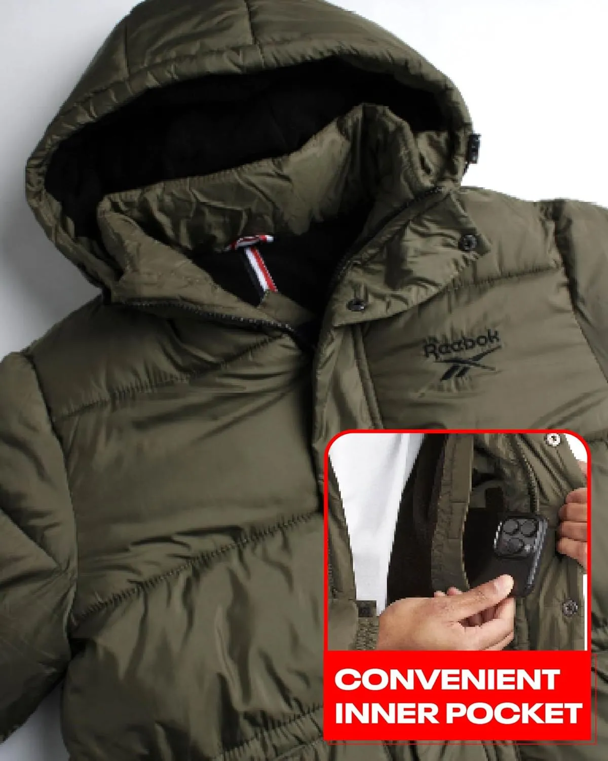 Reebok Men Winter Jacket - Puffer Parka Coat - Heavyweight Ski Jacket for Men, M-XXL
