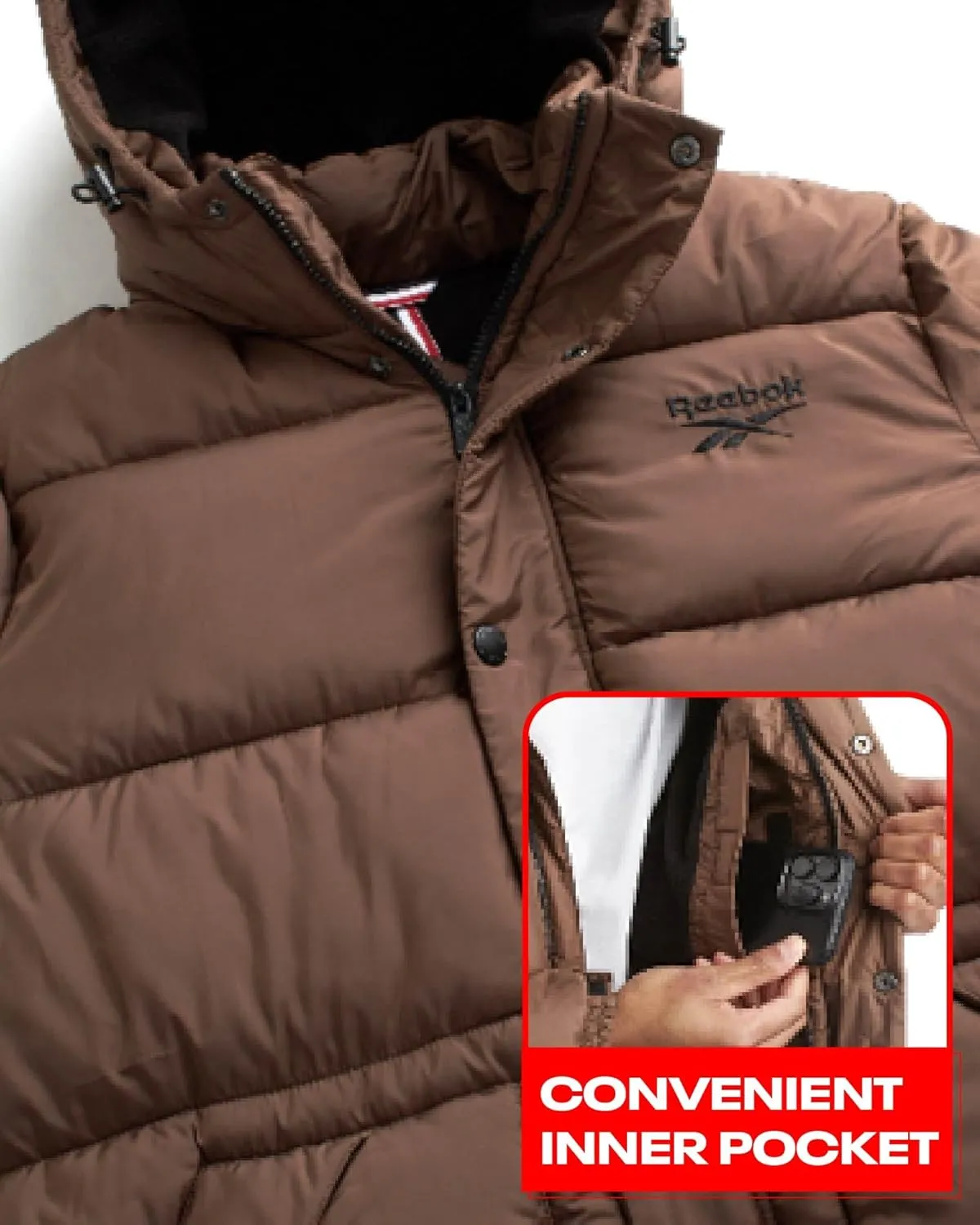 Reebok Men Winter Jacket - Puffer Parka Coat - Heavyweight Ski Jacket for Men, M-XXL