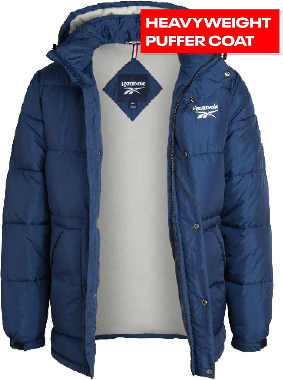 Reebok Men Winter Jacket - Puffer Parka Coat - Heavyweight Ski Jacket for Men, M-XXL