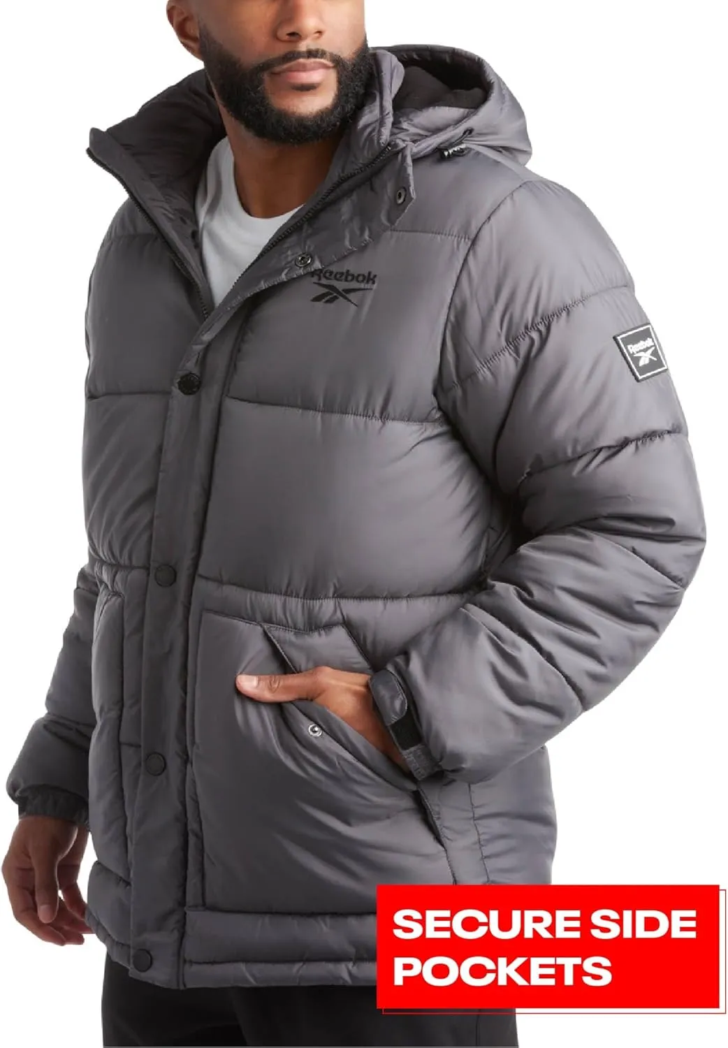 Reebok Men Winter Jacket - Puffer Parka Coat - Heavyweight Ski Jacket for Men, M-XXL