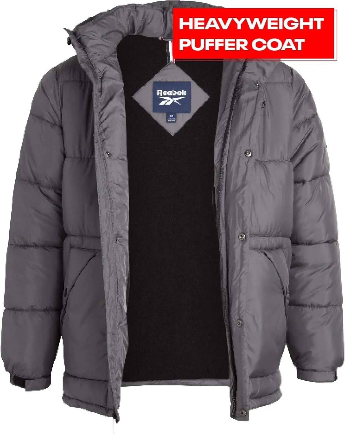 Reebok Men Winter Jacket - Puffer Parka Coat - Heavyweight Ski Jacket for Men, M-XXL