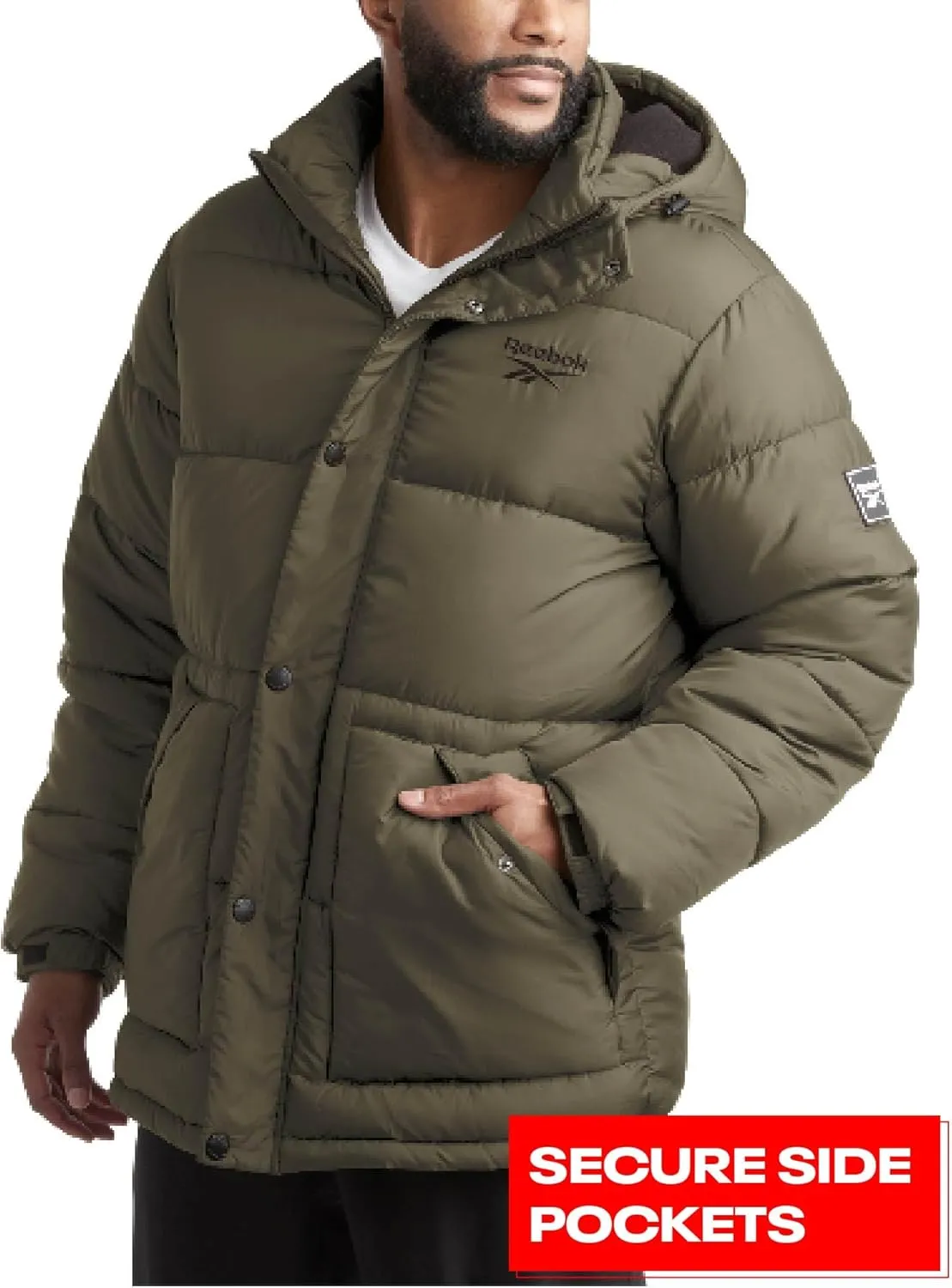 Reebok Men Winter Jacket - Puffer Parka Coat - Heavyweight Ski Jacket for Men, M-XXL