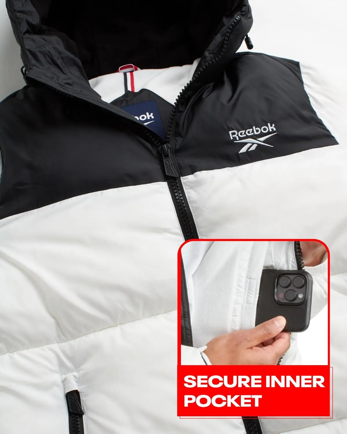 Reebok Men's Puffer Jacket - Heavyweight Quilted Puffer Coat with Wide Hood - Weather Resistant Ski Jacket for Men (M-XXL)