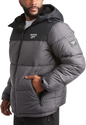 Reebok Men's Puffer Jacket - Heavyweight Quilted Puffer Coat with Wide Hood - Weather Resistant Ski Jacket for Men (M-XXL)