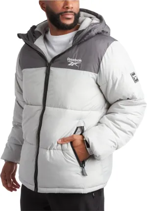 Reebok Men's Puffer Jacket - Heavyweight Quilted Puffer Coat with Wide Hood - Weather Resistant Ski Jacket for Men (M-XXL)