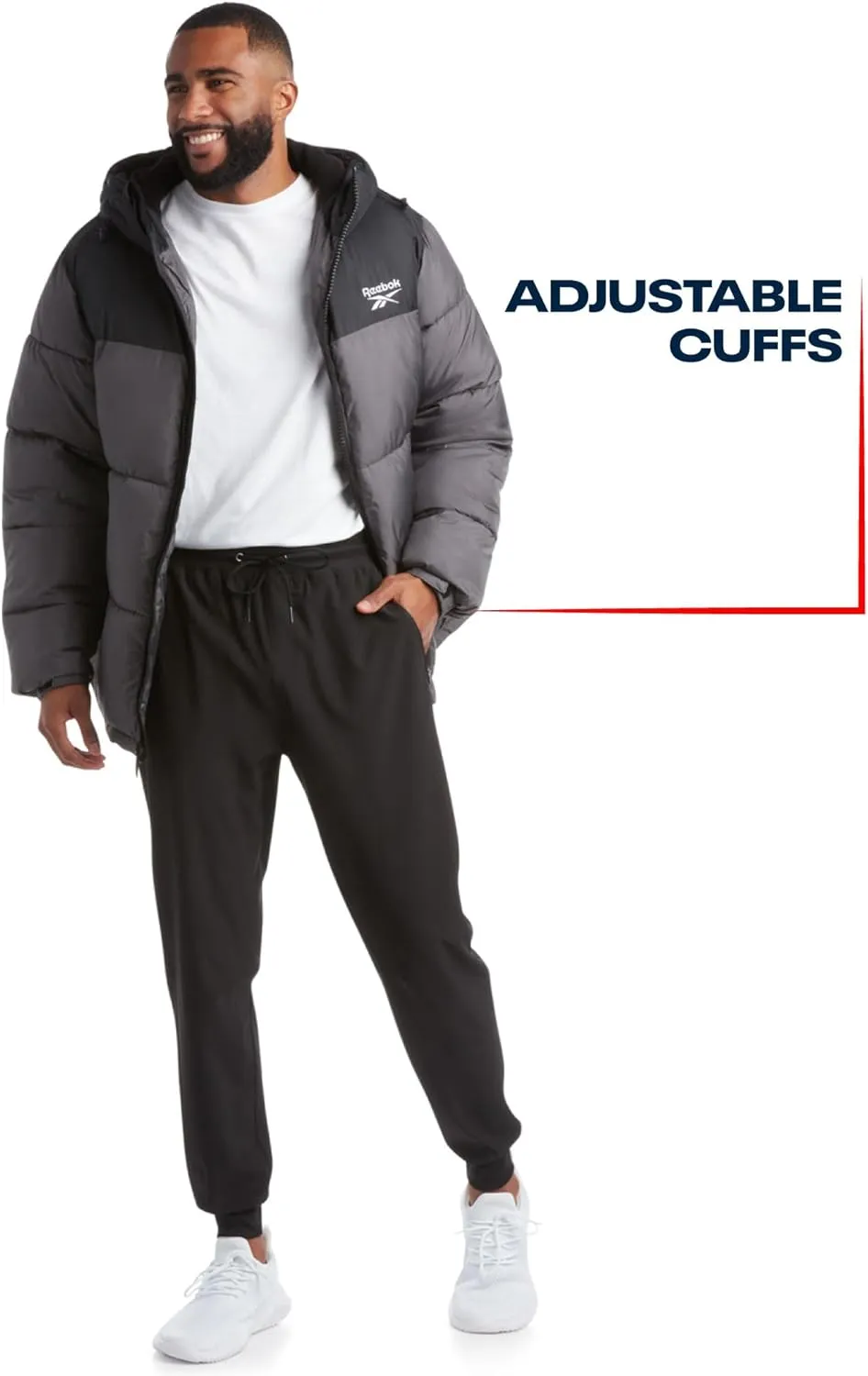 Reebok Men's Puffer Jacket - Heavyweight Quilted Puffer Coat with Wide Hood - Weather Resistant Ski Jacket for Men (M-XXL)